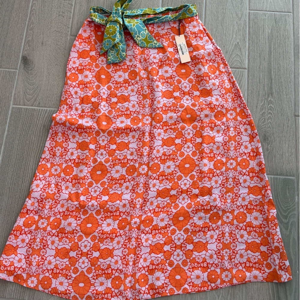 LINGUA FRANCA Life is a Banquet Floral Lilac Tie Skirt Size Large NWT - Picture 6 of 10
